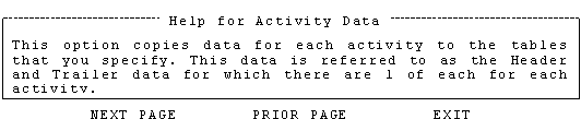 Help for Activity Data