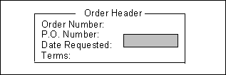 Screen before cursor is moved to Order Date